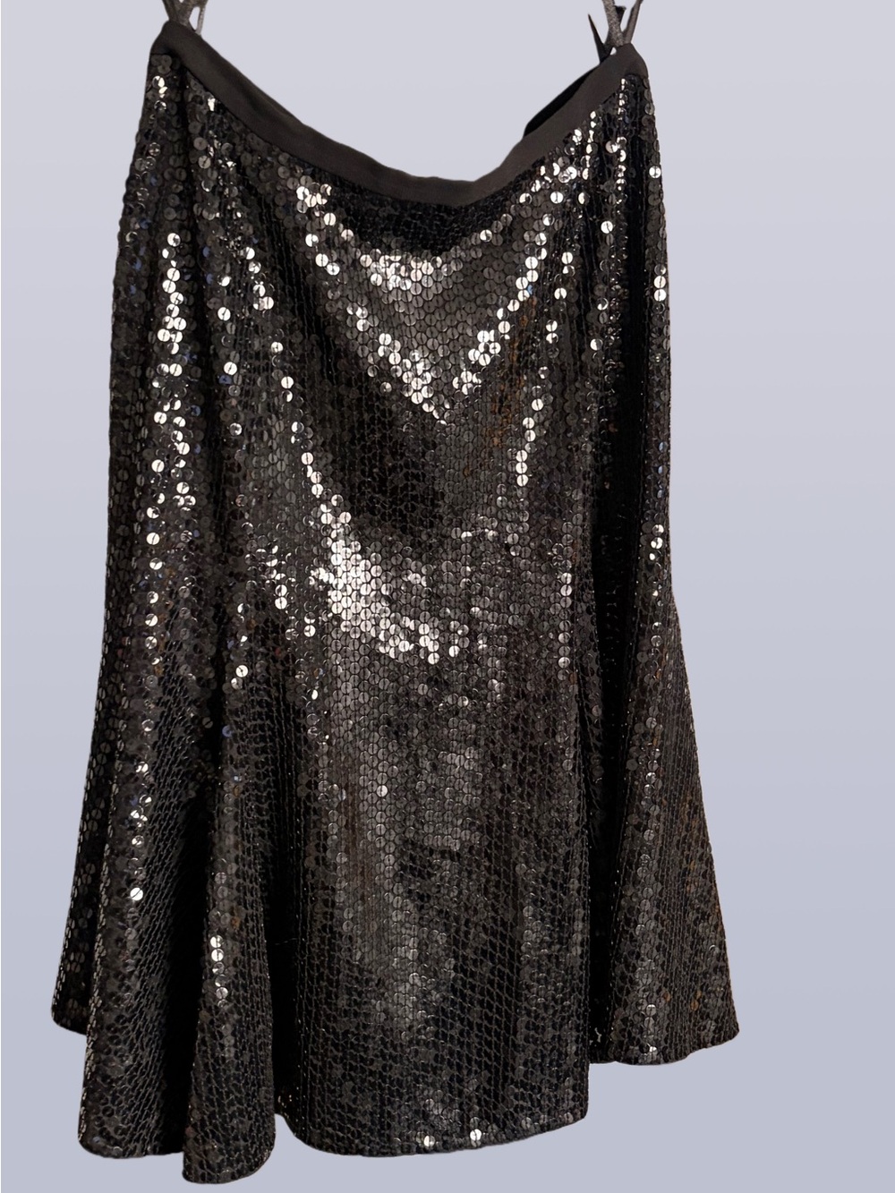Madeleine Black Sequin A-Line Skirt | Size GB 10 / US 8 | Party & Holiday